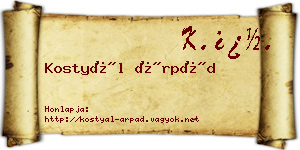 Kostyál Árpád névjegykártya